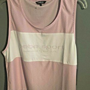 NWT Bebe Pink Logo Top Size L Bebe logo on front